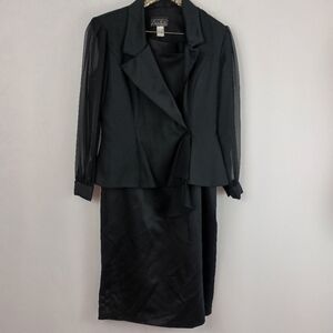 Vintage 90s Alex Evenings Womens Plus Size Black Skirt Set size 16